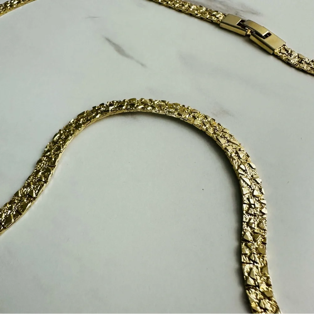Golden Nugget Style Vintage 24” Gold Plated Necklace - Picture 9 of 13